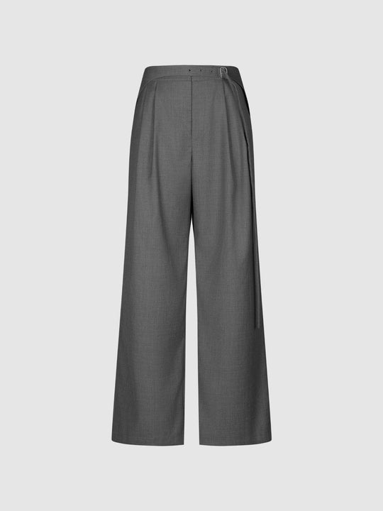 Double Pleated Mid-rise Wide-leg Pants