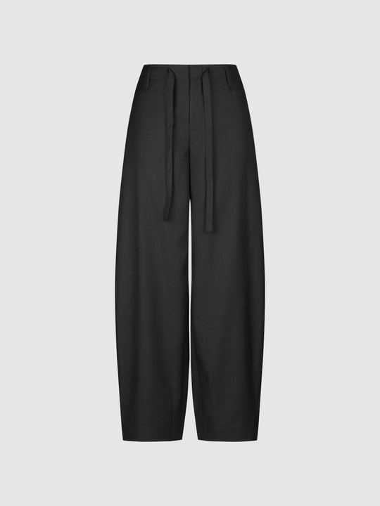 Mid-rise Button Pocket Wide-leg Pants