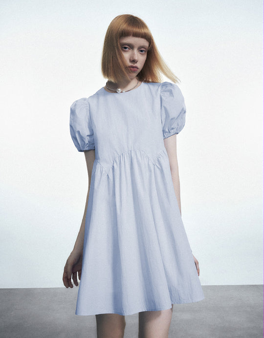 Crew Neck A-Line Shirt Dress