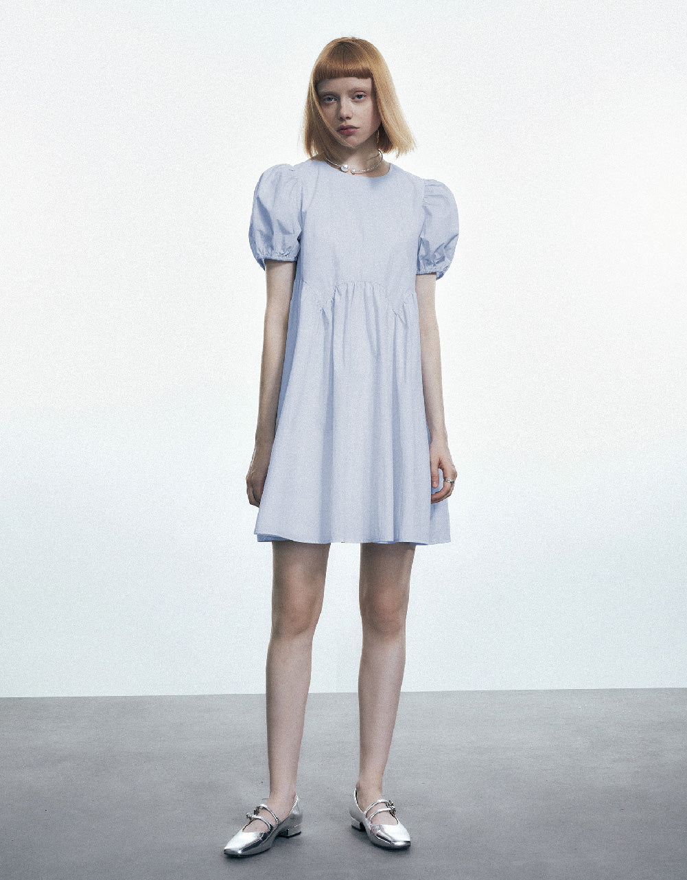 Crew Neck A-Line Shirt Dress