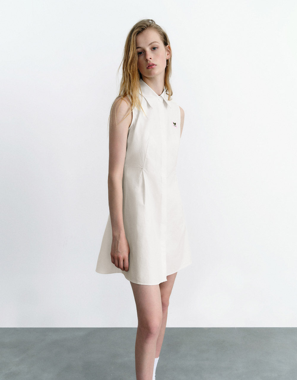 Sleeveless A-Line Shirt Dress