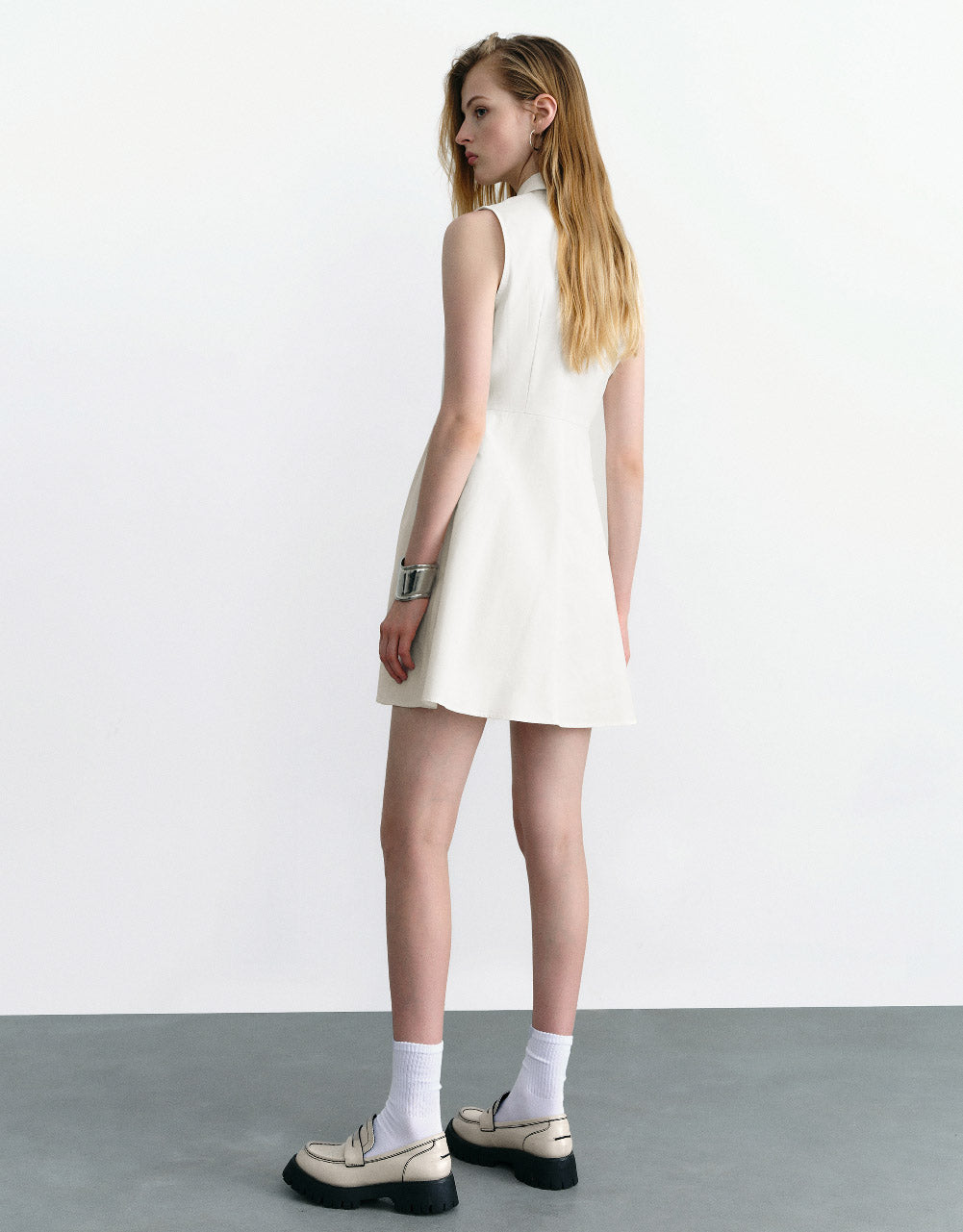 Sleeveless A-Line Shirt Dress