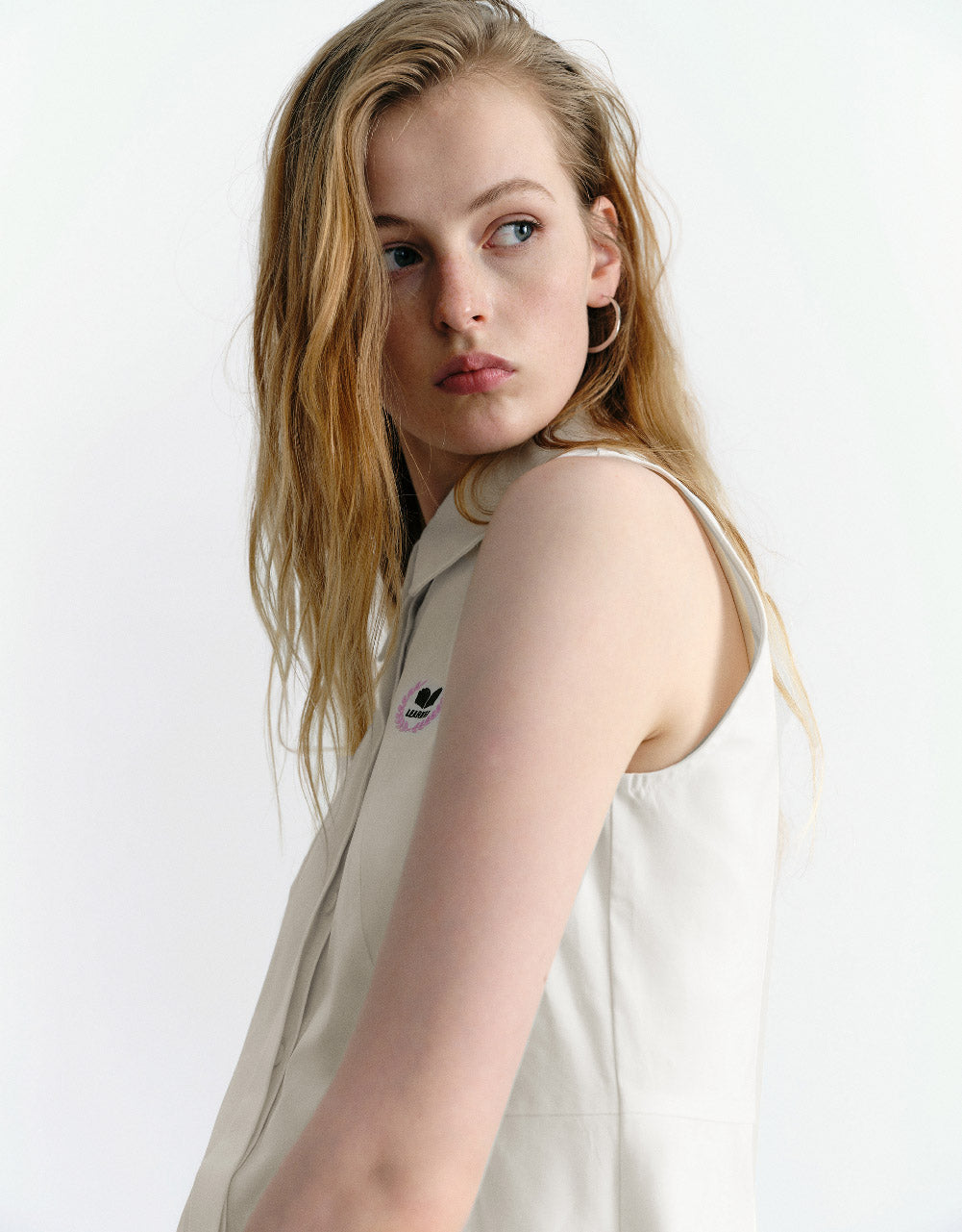 Sleeveless A-Line Shirt Dress