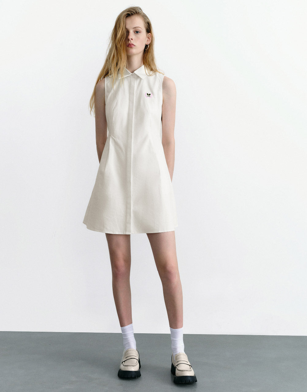 Sleeveless A-Line Shirt Dress