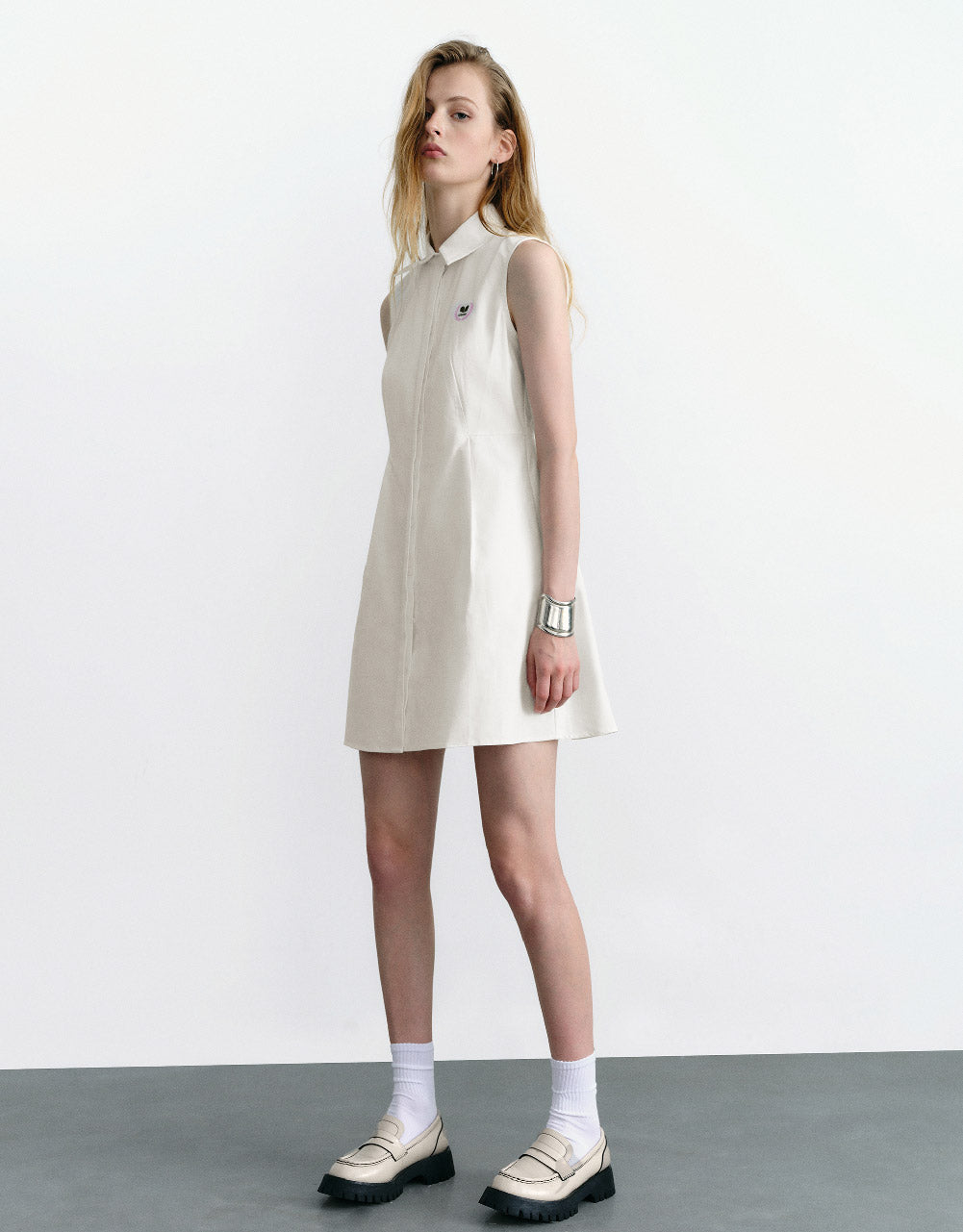 Sleeveless A-Line Shirt Dress