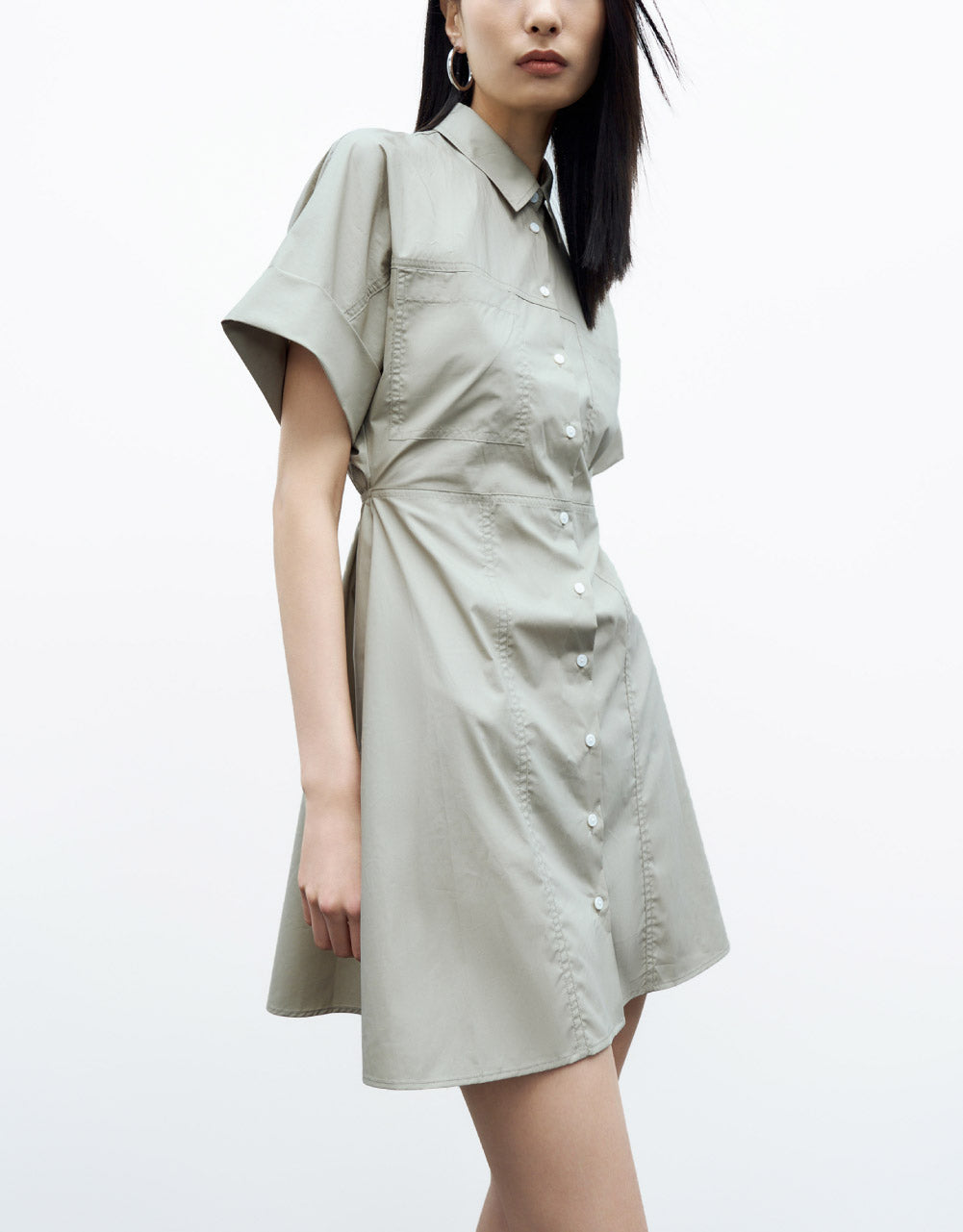 Lapel Straight Shirt Dress