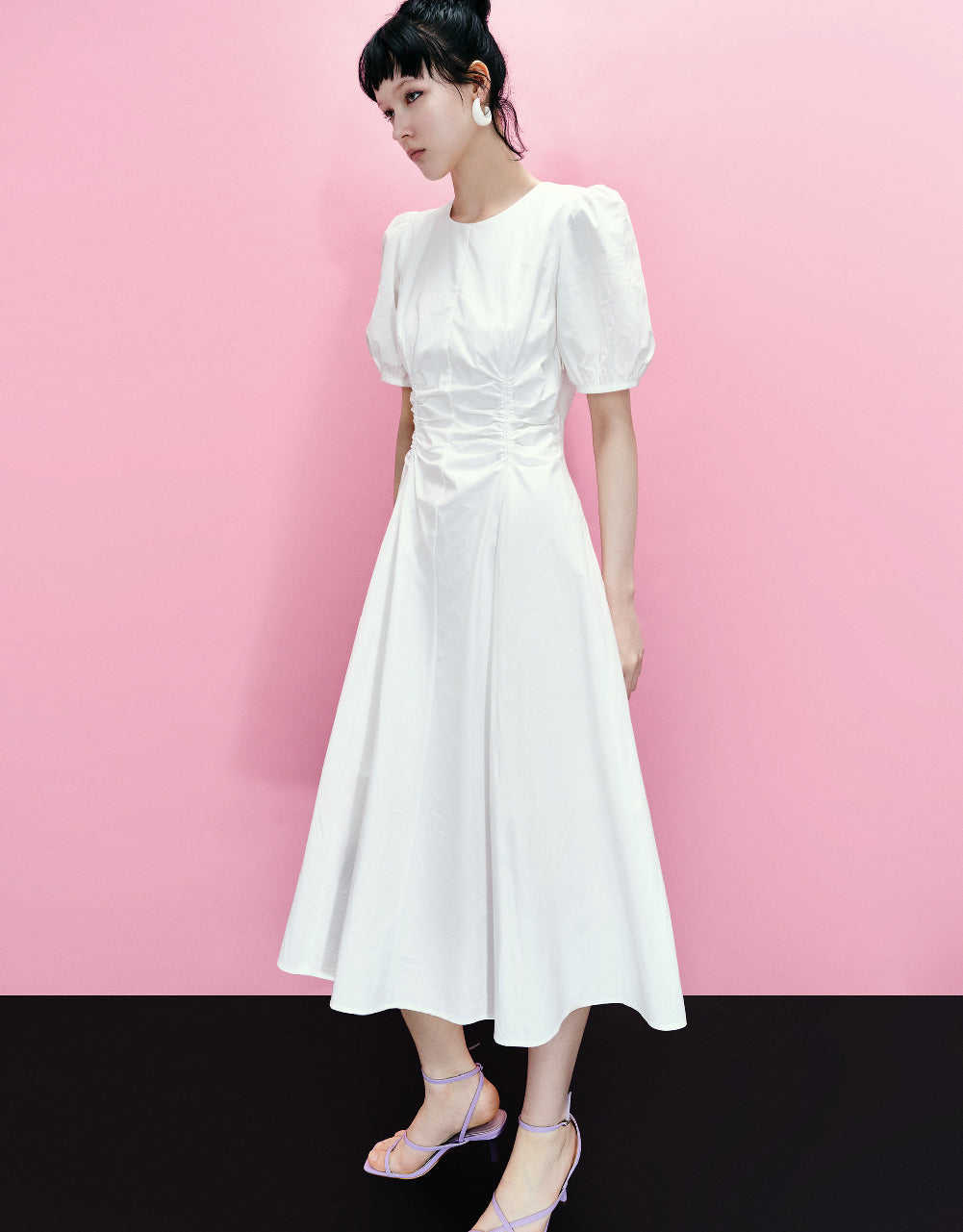 Crew Neck A-Line  Shirt Dress