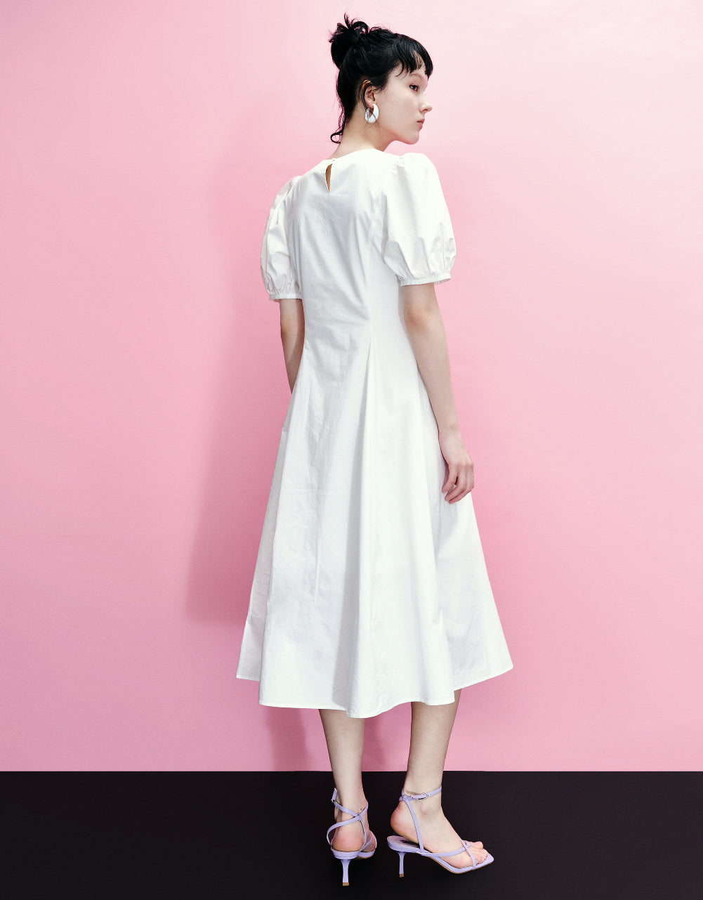 Crew Neck A-Line  Shirt Dress