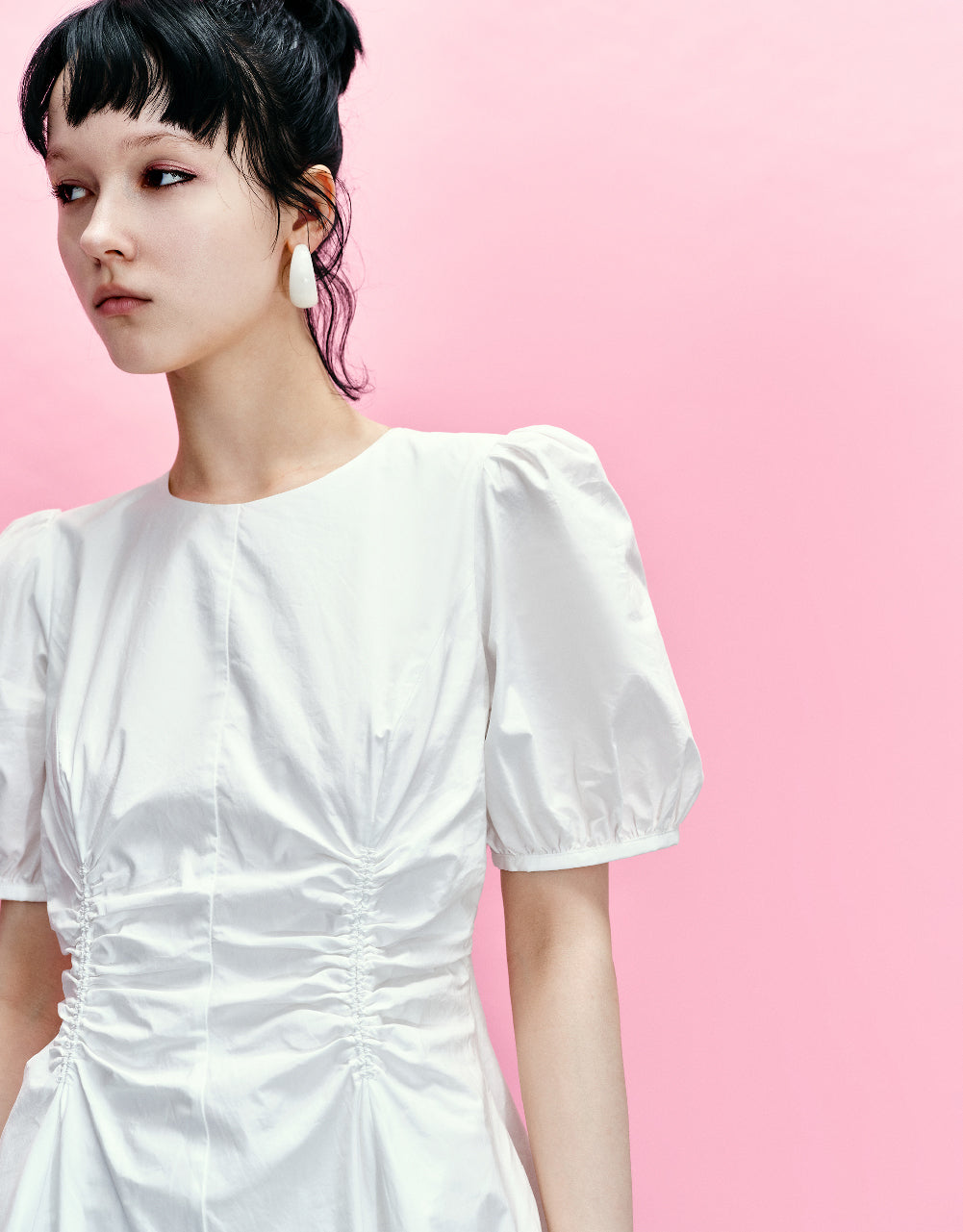 Crew Neck A-Line  Shirt Dress