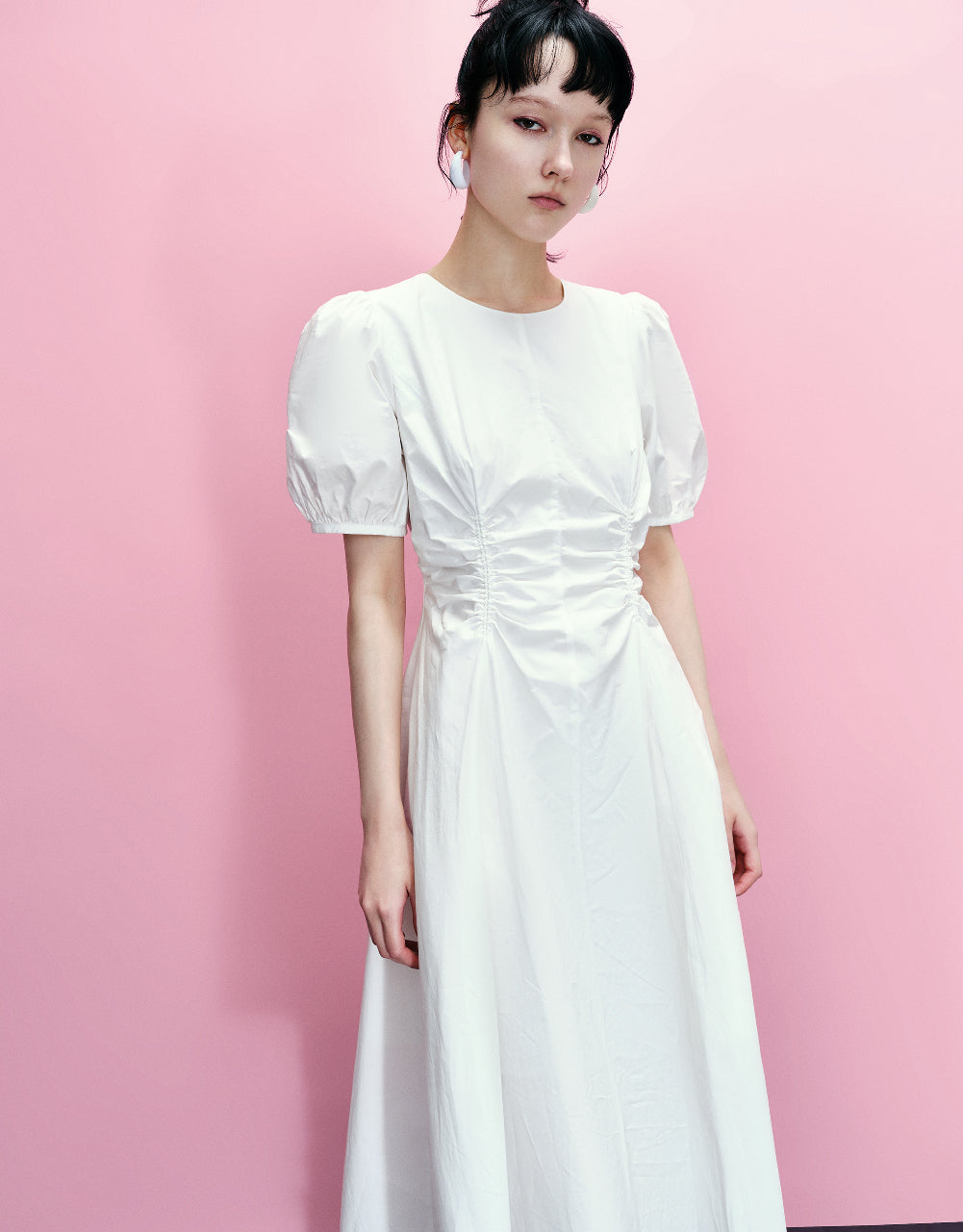 Crew Neck A-Line  Shirt Dress