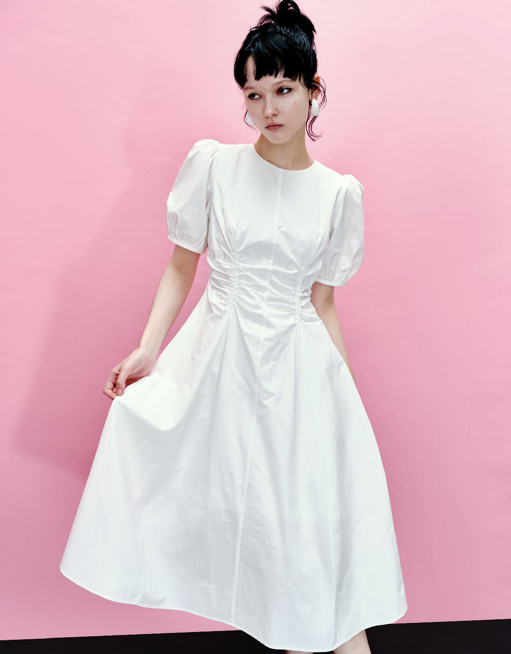 Crew Neck A-Line  Shirt Dress