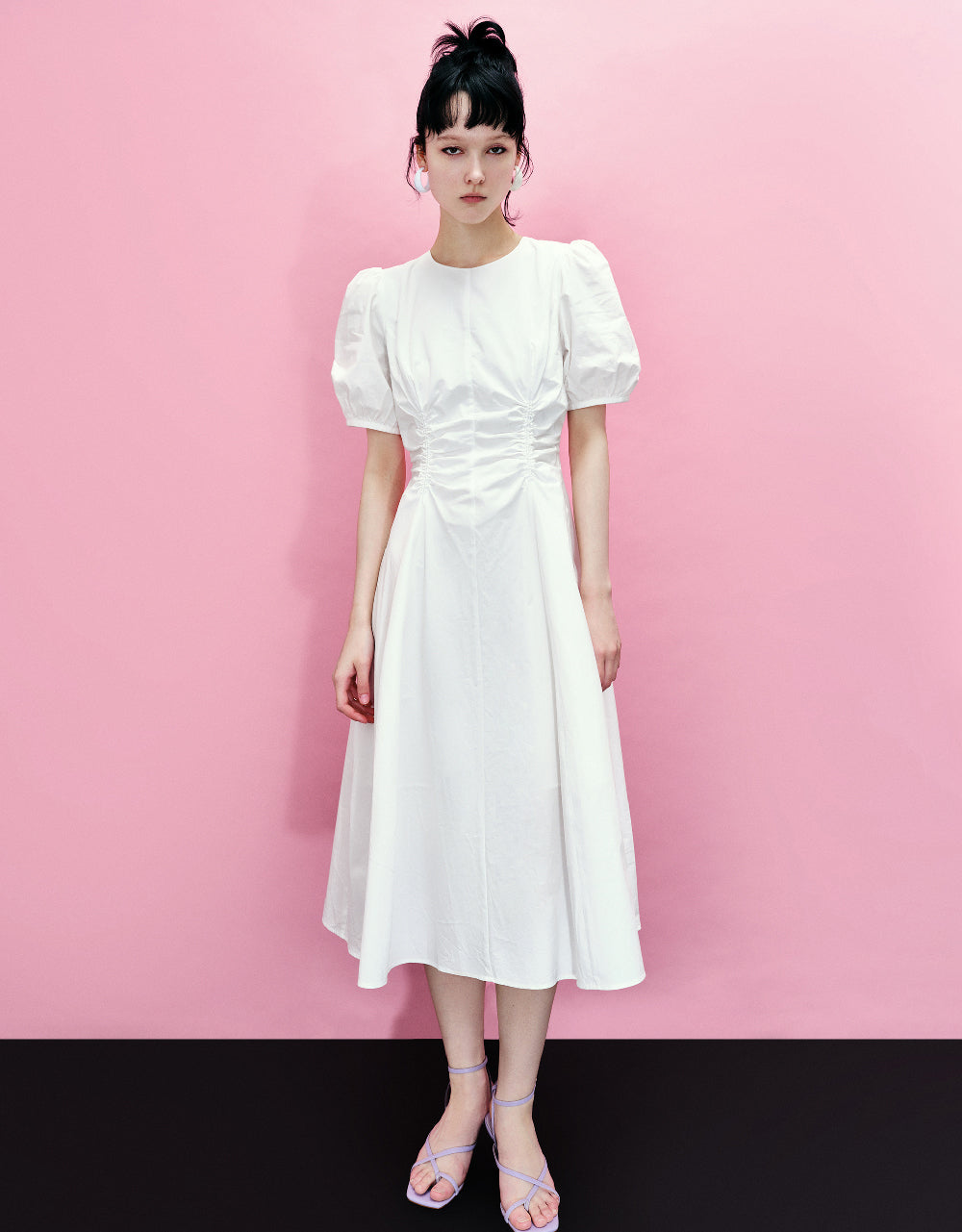 Crew Neck A-Line  Shirt Dress