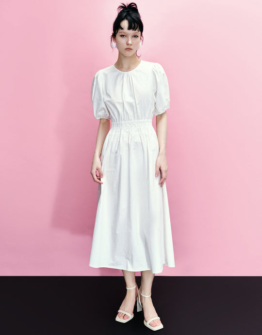 Crew Neck A-Line Shirt Dress