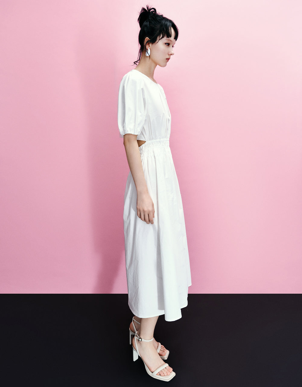 Crew Neck A-Line Shirt Dress