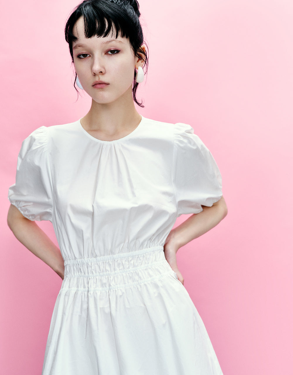 Crew Neck A-Line Shirt Dress