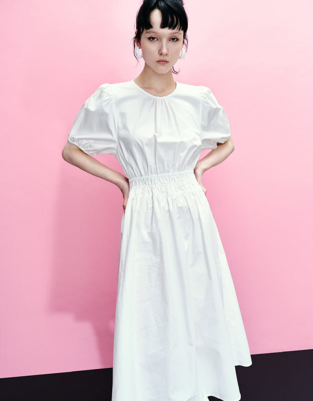Crew Neck A-Line Shirt Dress
