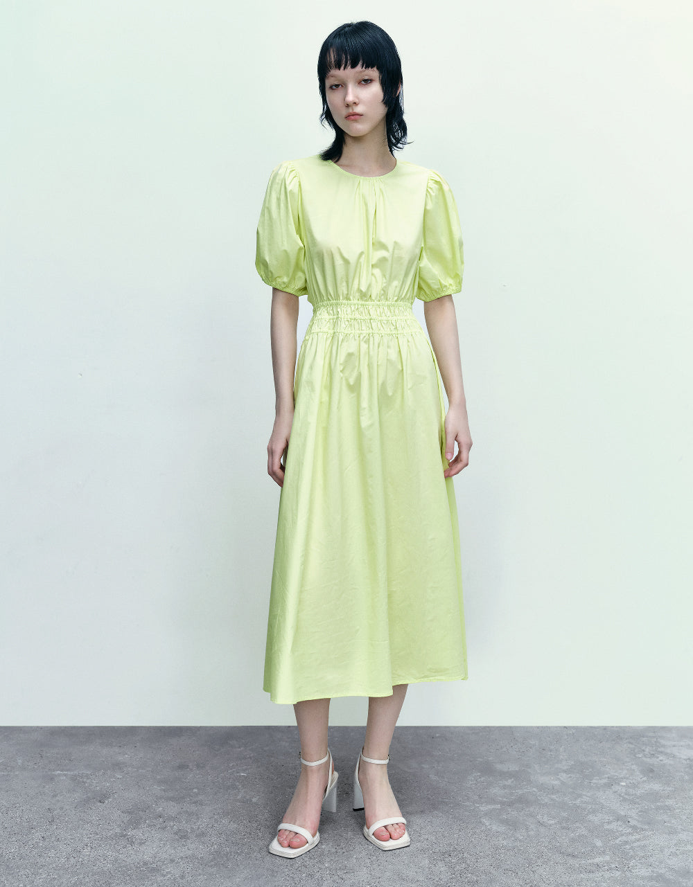Crew Neck A-Line Shirt Dress