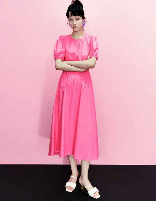 Crew Neck A-Line Shirt Dress