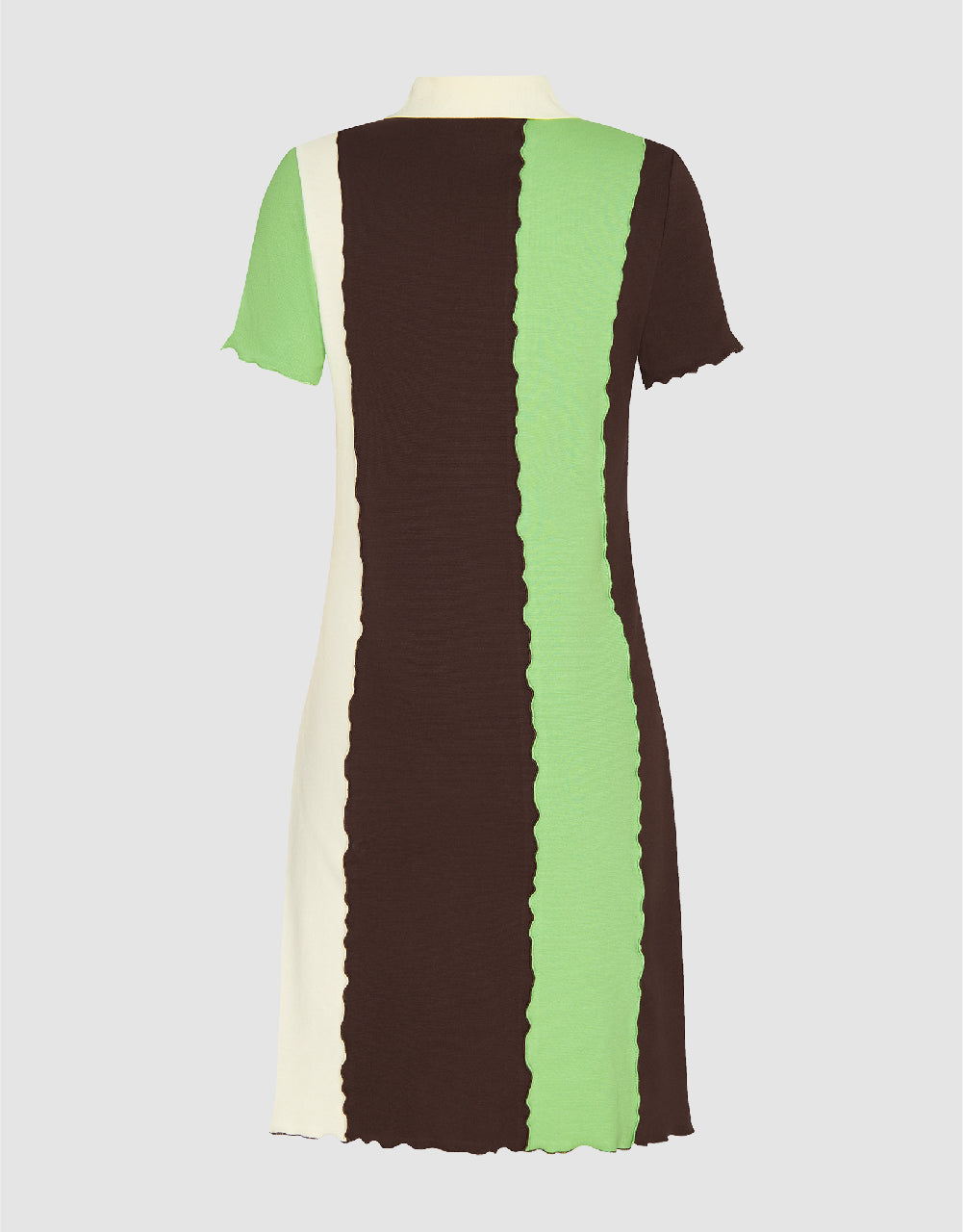 Colorblock Lapel A-Line Dress