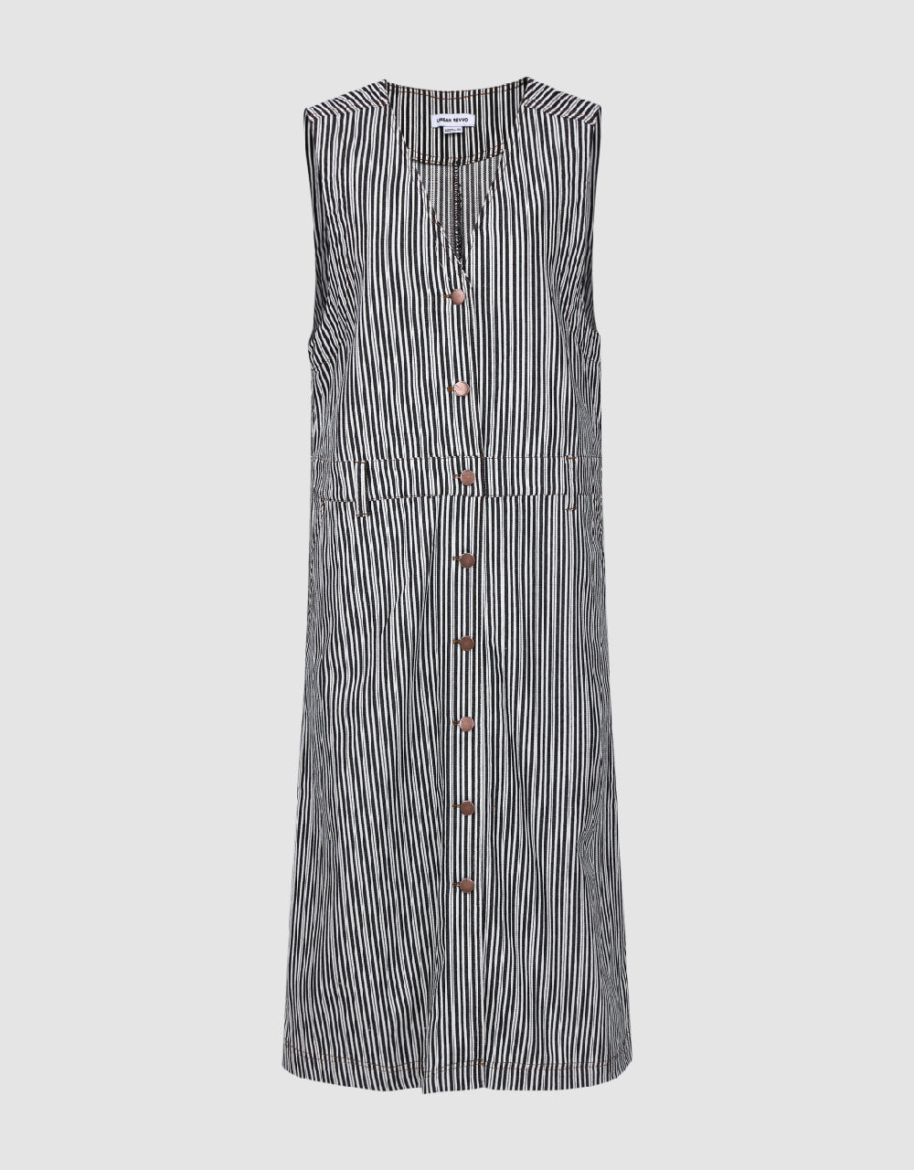 Striped Sleeveless V-Neck Straight Dress