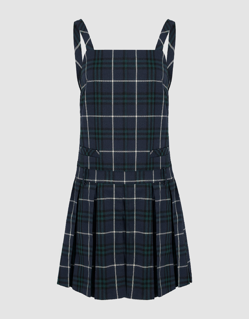 Plaid Sleeveless Square-cut Collar A-Line Dress