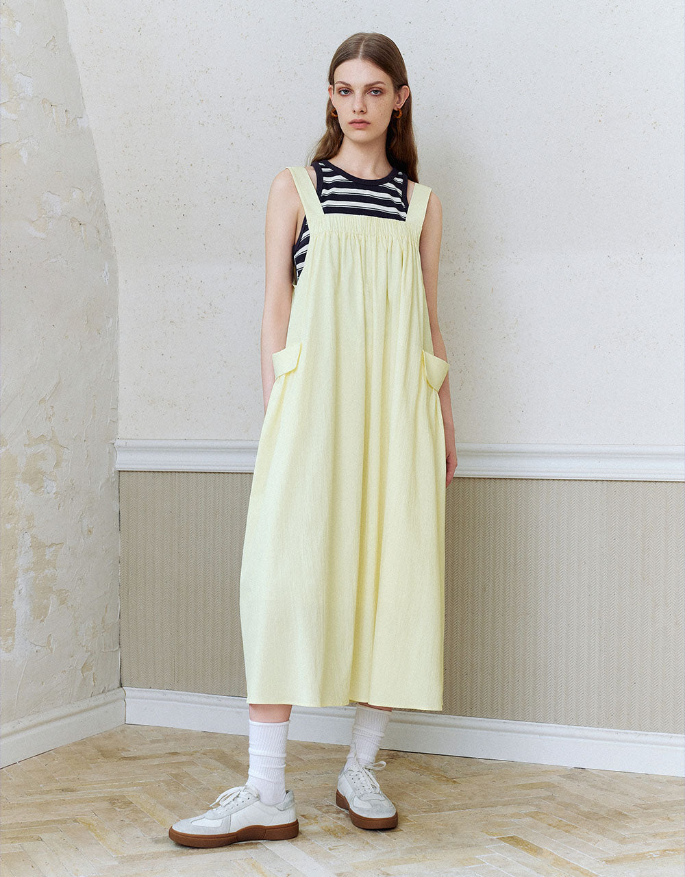 Sleeveless Square-cut Collar A-Line Dress