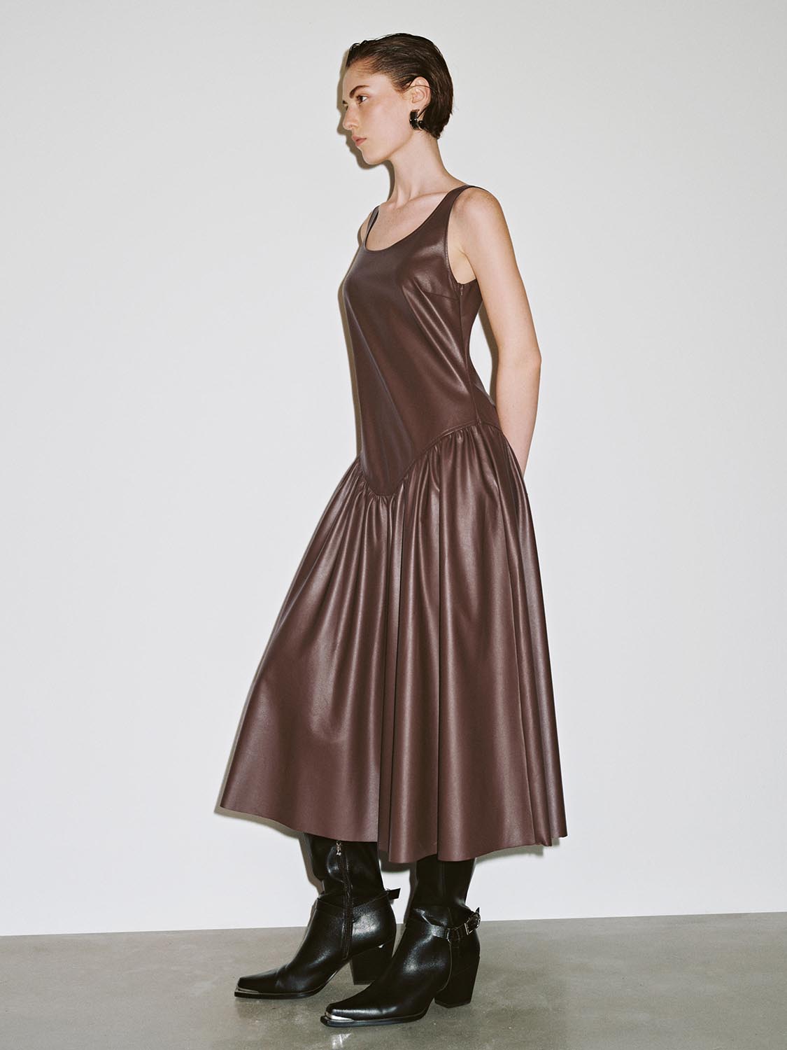 Vegan Leather A-Line Dresses