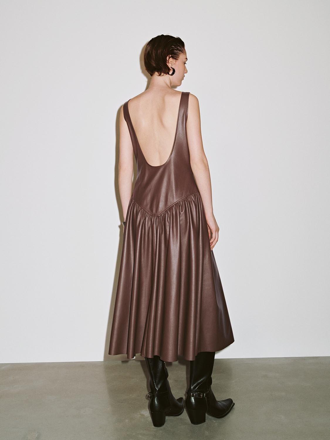 Vegan Leather A-Line Dresses