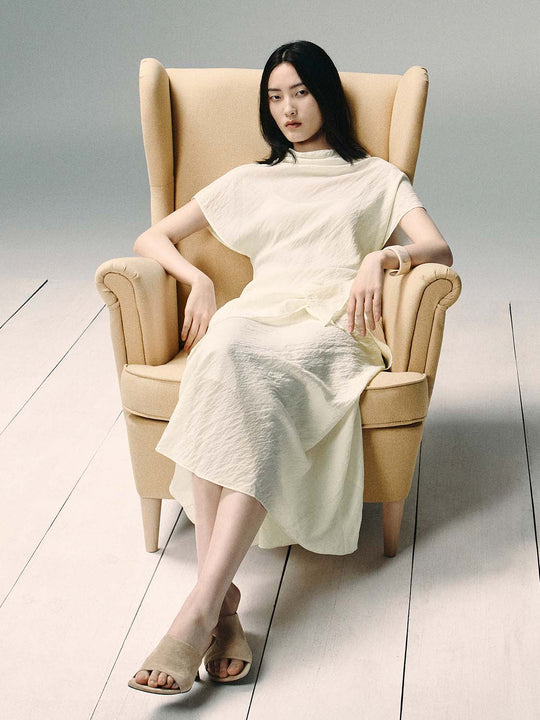 Cupro Crew Neck Lightweight Dress
