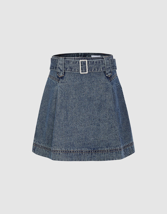 Mini A-Line Denim Skirt