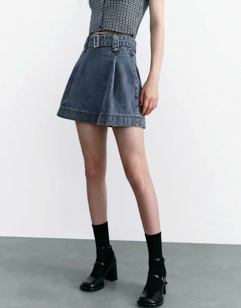 Mini A-Line Denim Skirt