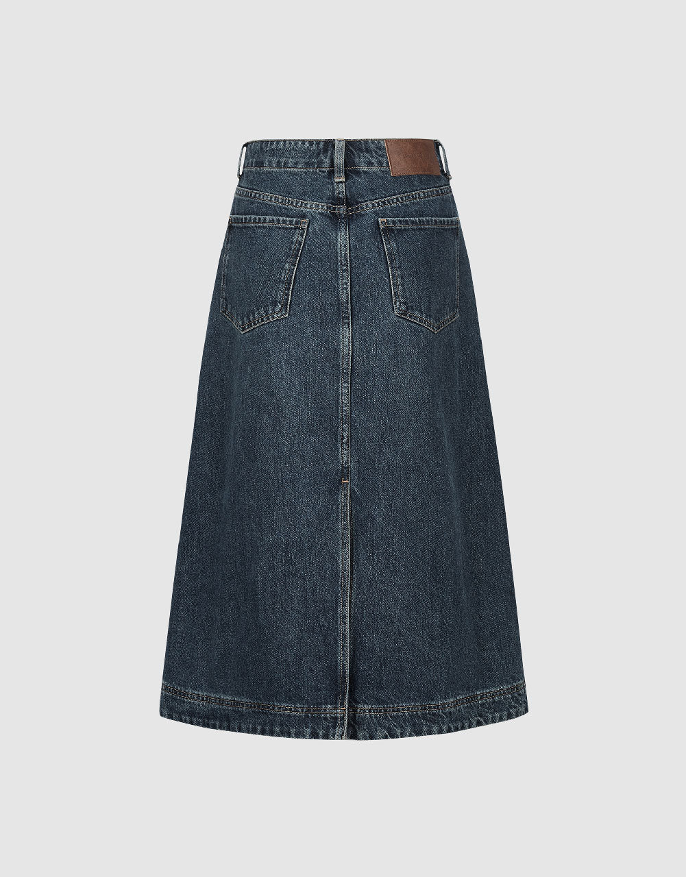 Midi A-Line Denim Skirt