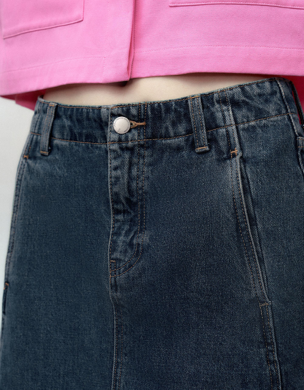 Midi A-Line Denim Skirt
