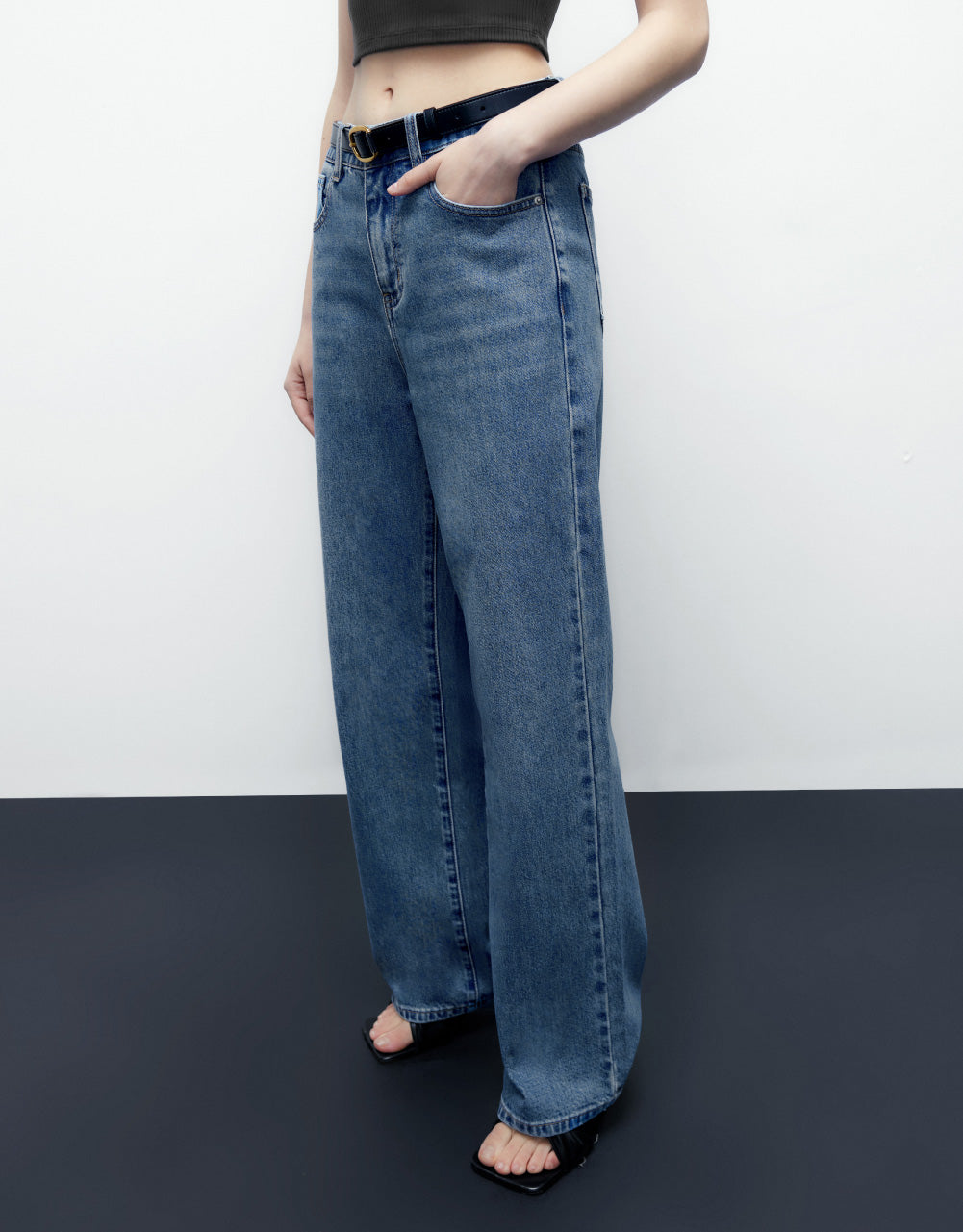Mid-Waist Straight Jeans