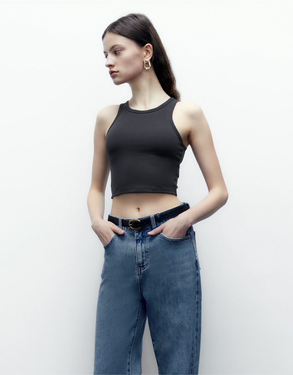 Mid-Waist Straight Jeans