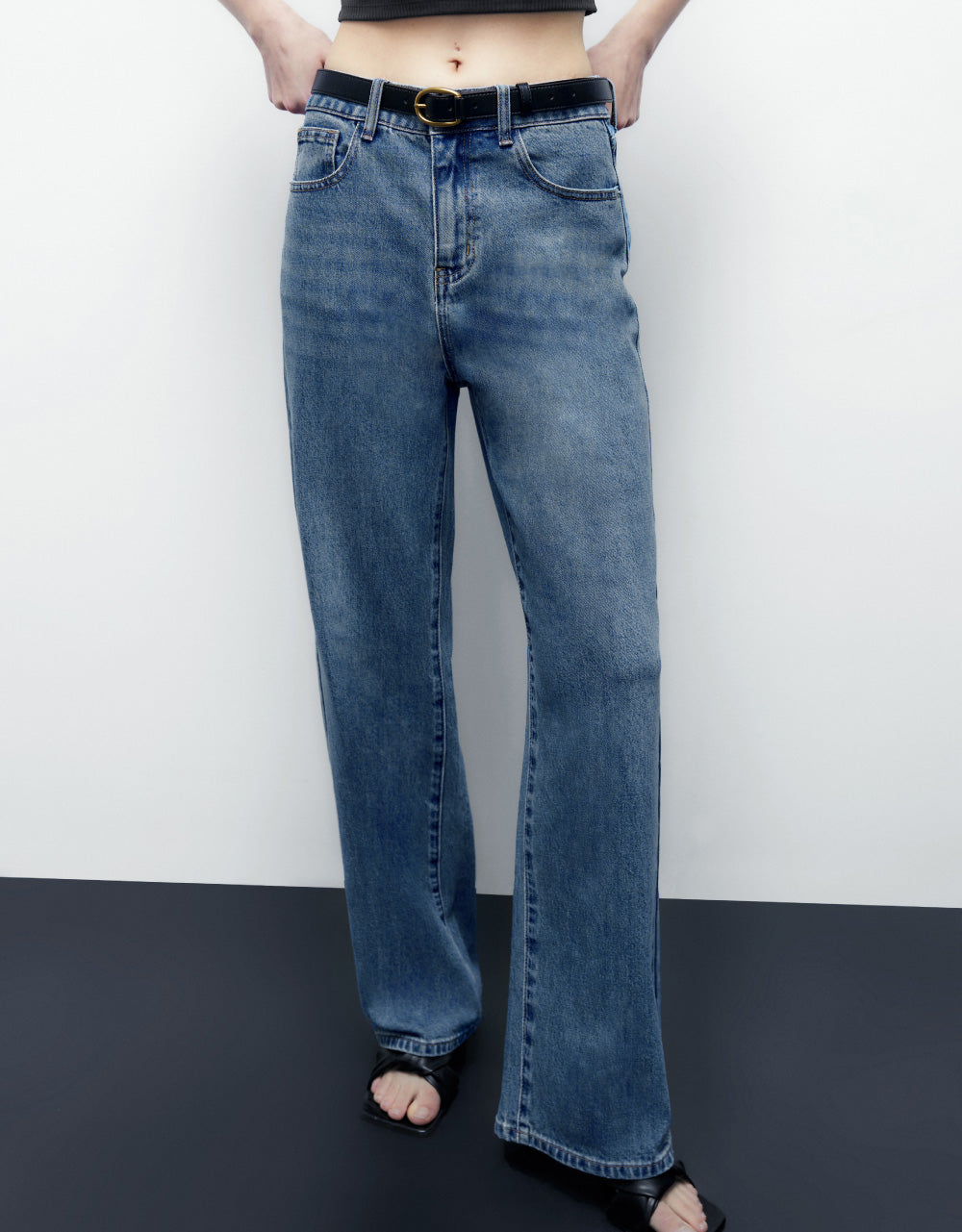 Mid-Waist Straight Jeans