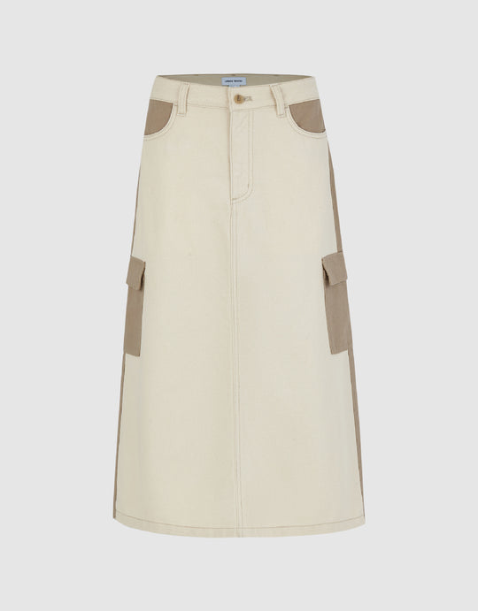 Two-Toned Maxi Denim Skirt