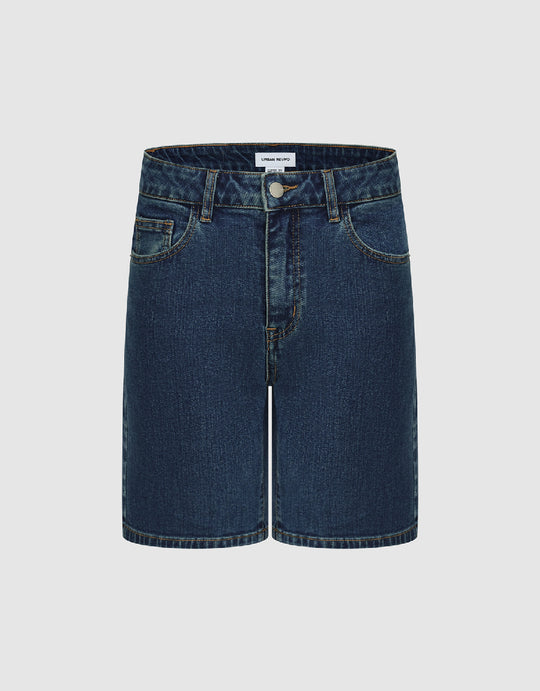 Mid-Waist Denim Shorts