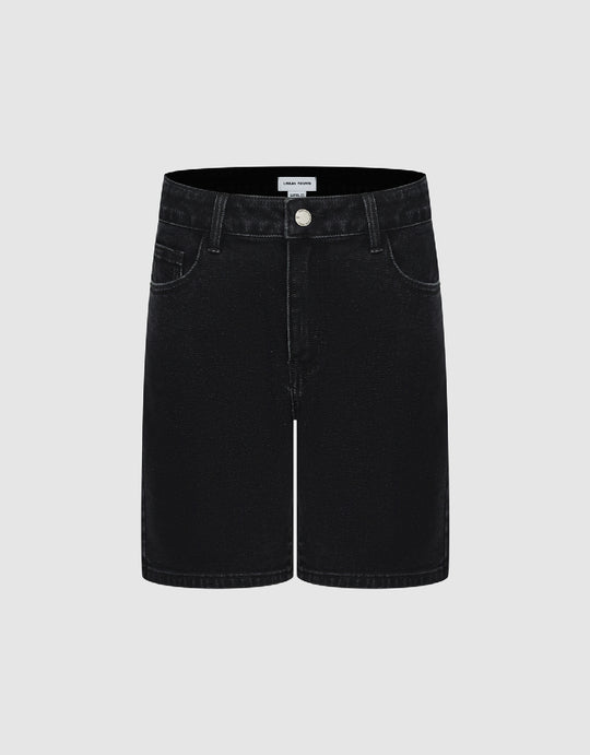 Mid-Waist Denim Shorts