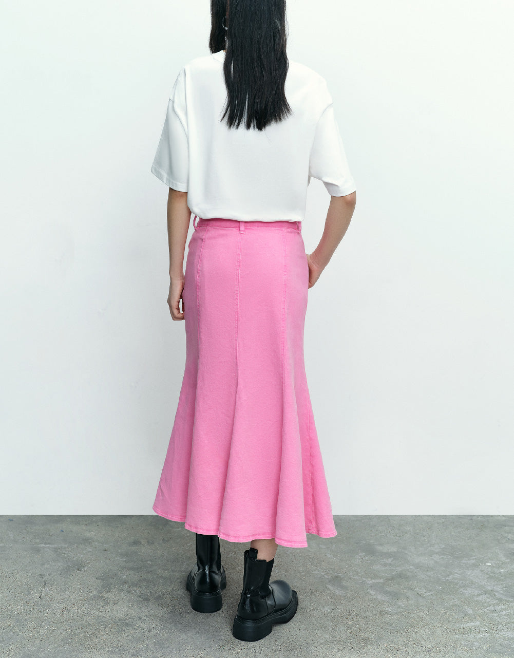 Midi Fishtail Denim Skirt