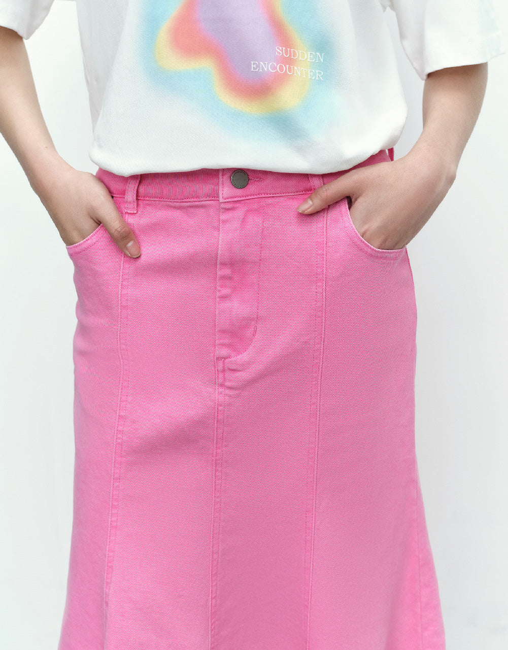 Midi Fishtail Denim Skirt