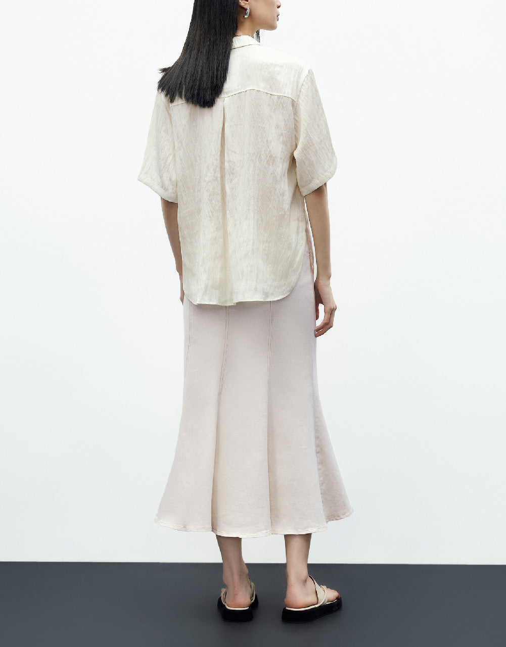 Midi Fishtail Denim Skirt