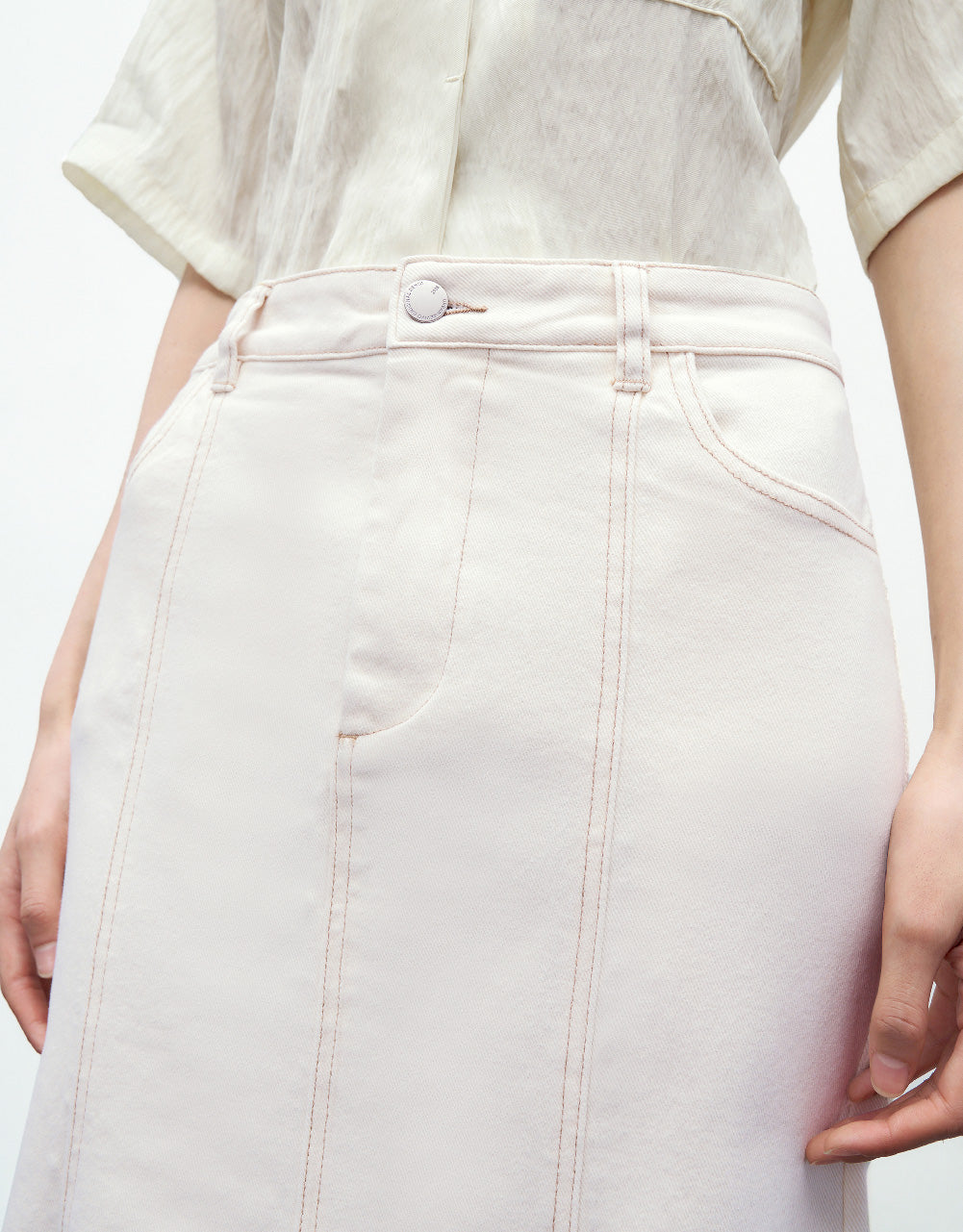 Midi Fishtail Denim Skirt