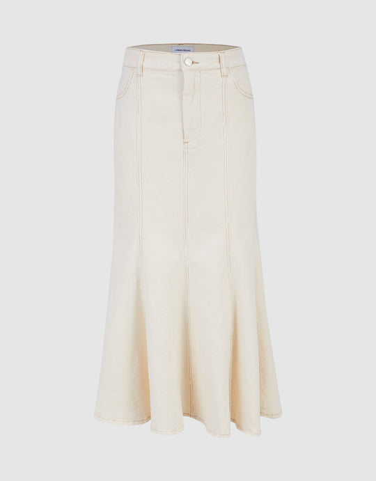Midi Fishtail Denim Skirt