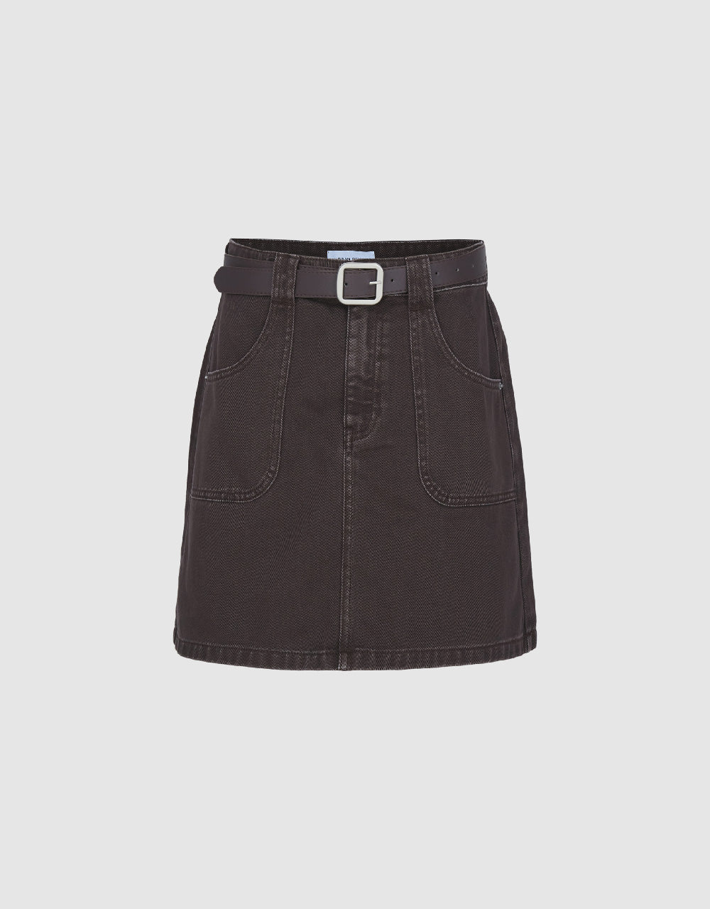 Mini A-Line Denim Skirt With Belt