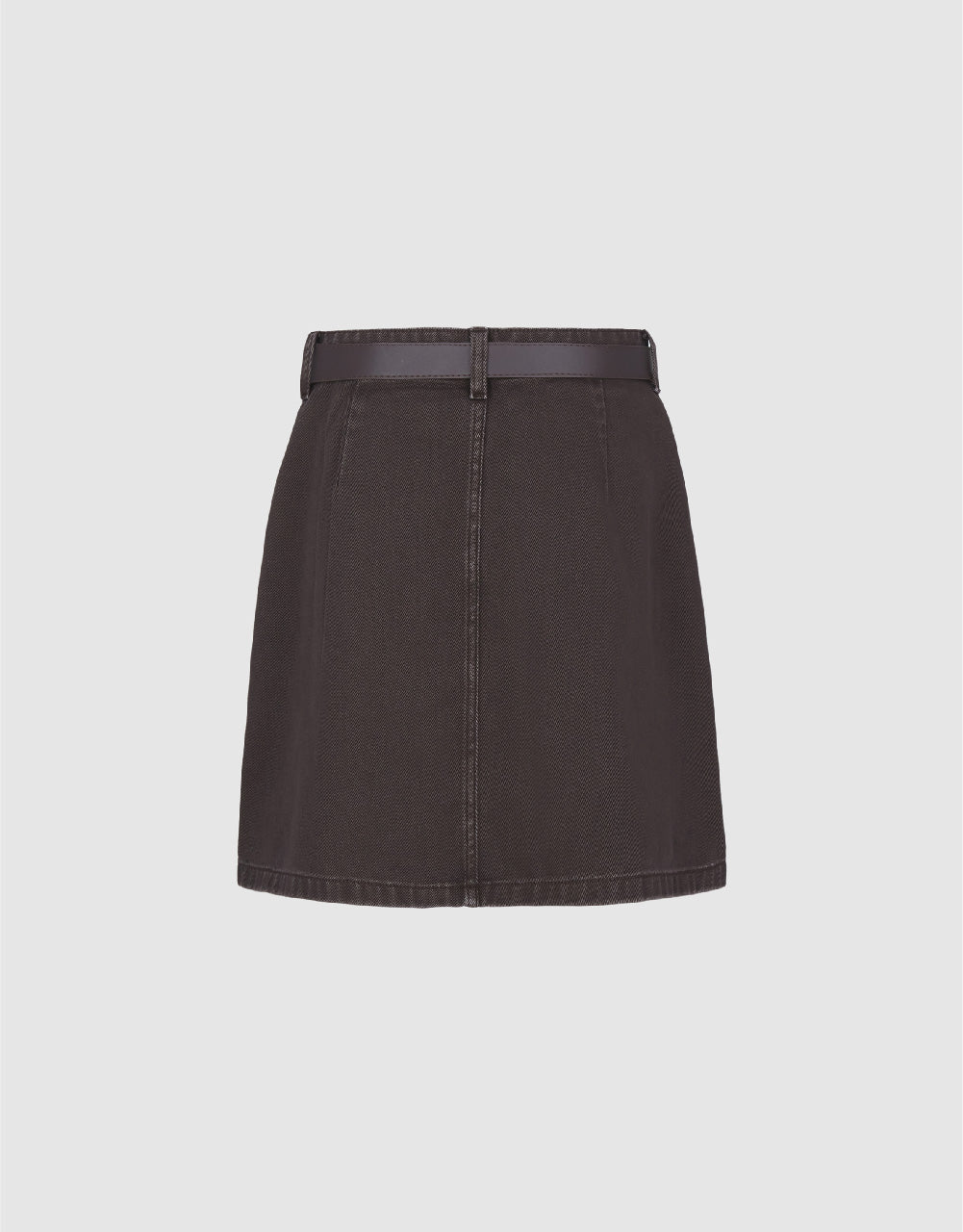 Mini A-Line Denim Skirt With Belt