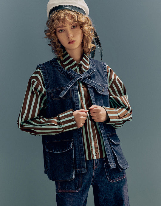 Crew Neck Denim Waistcoat