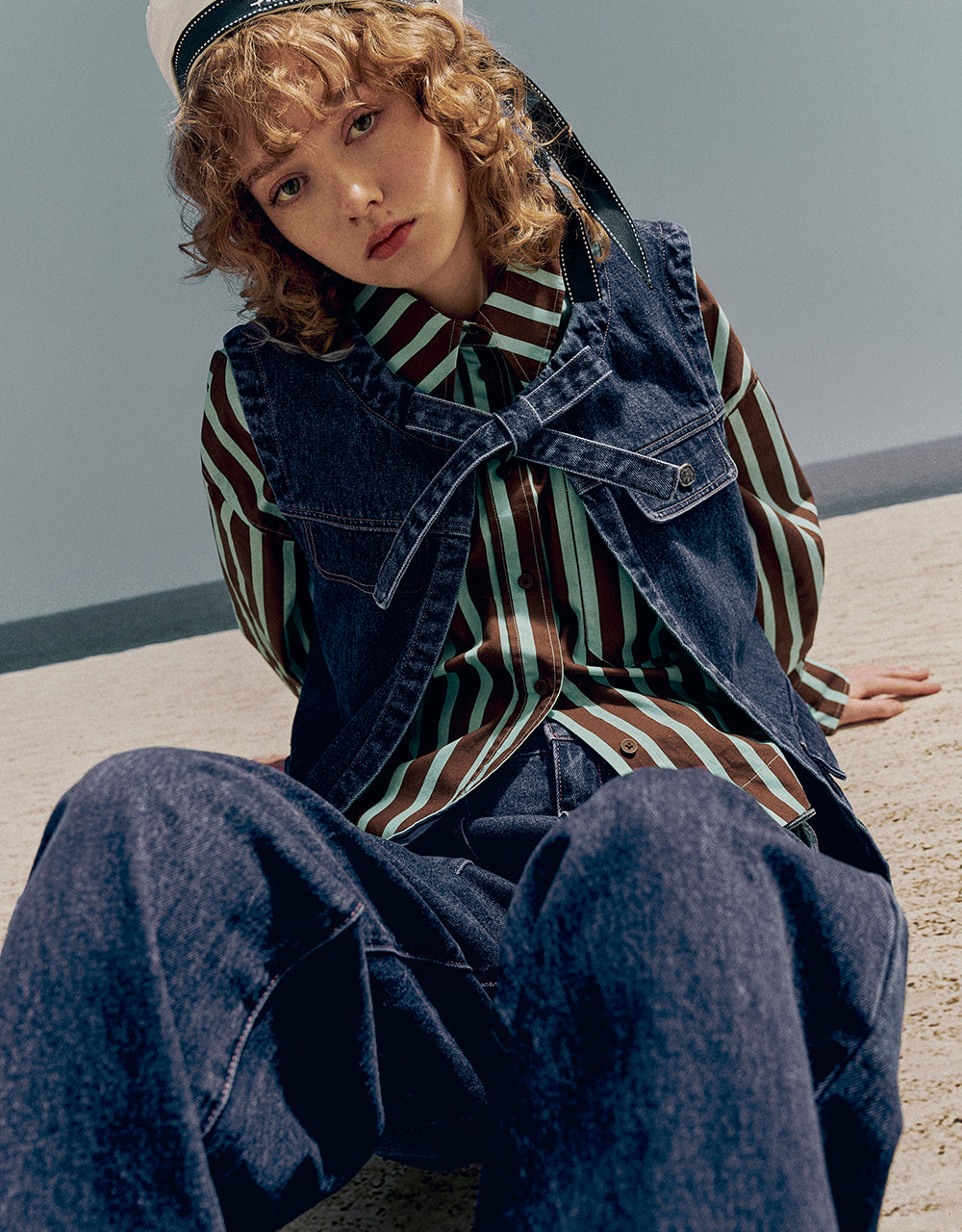 Crew Neck Denim Waistcoat