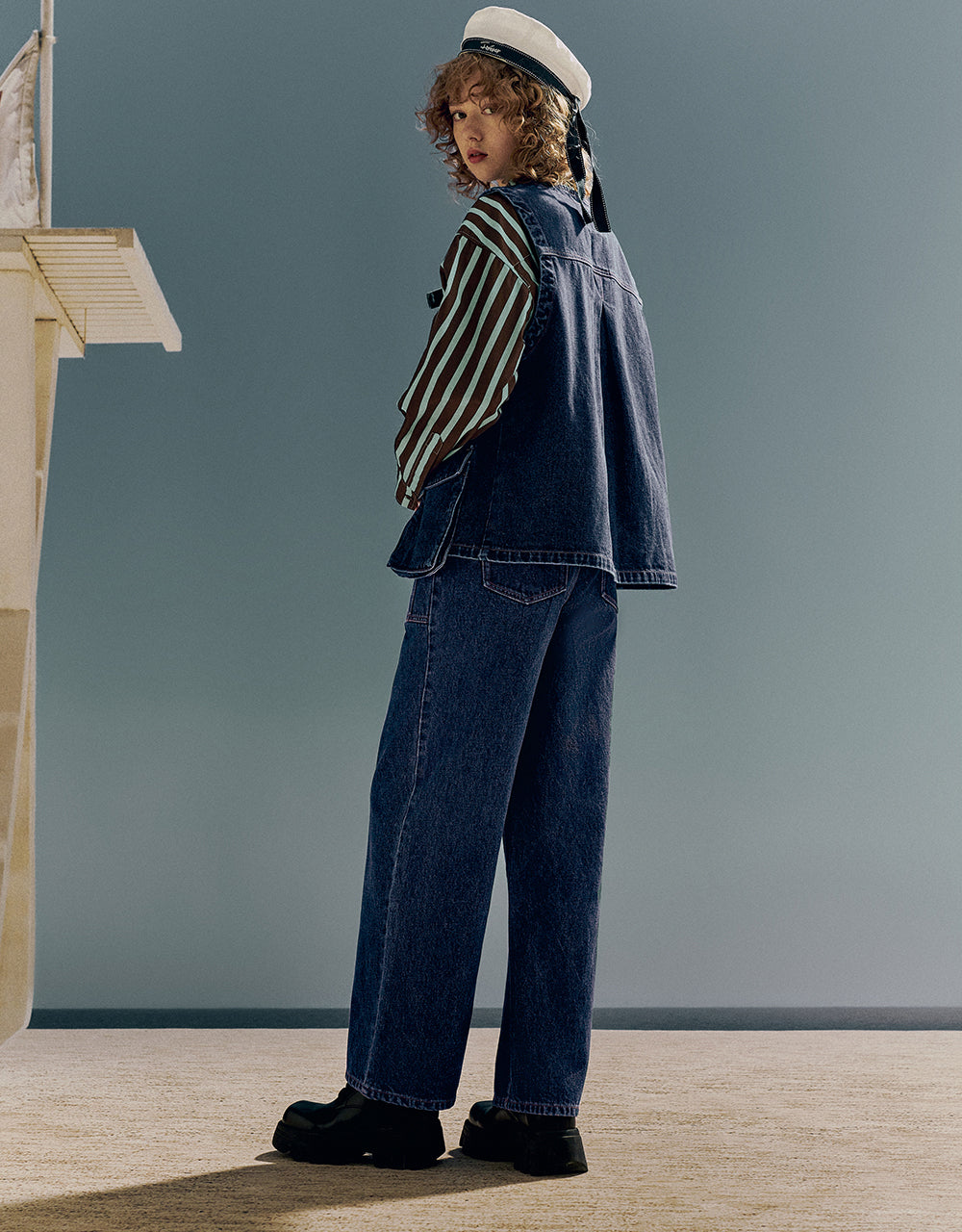 Crew Neck Denim Waistcoat