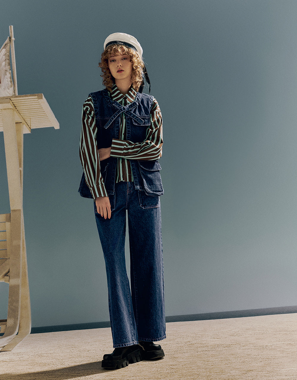 Crew Neck Denim Waistcoat